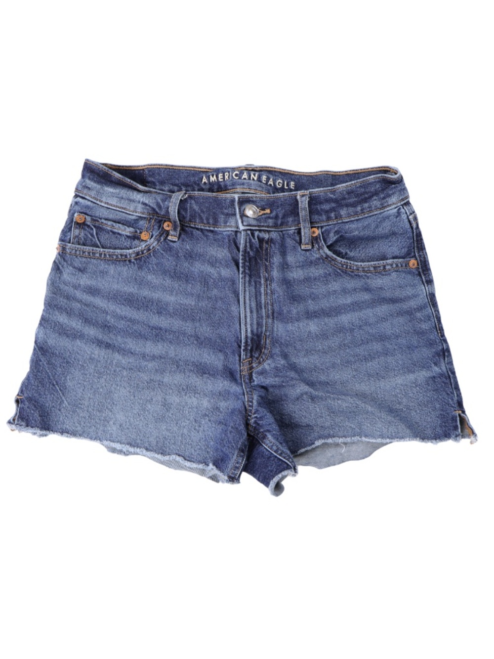 American Eagle Relaxed Denim Shorts Size 6 High Rise Raw Hem Blue Jean Shorts